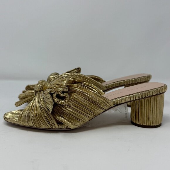 Loeffler Randall Emilia Knot Slide Sandal Women's 6 B Gold Kitten Heels Bow NWOB - Picture 7 of 11